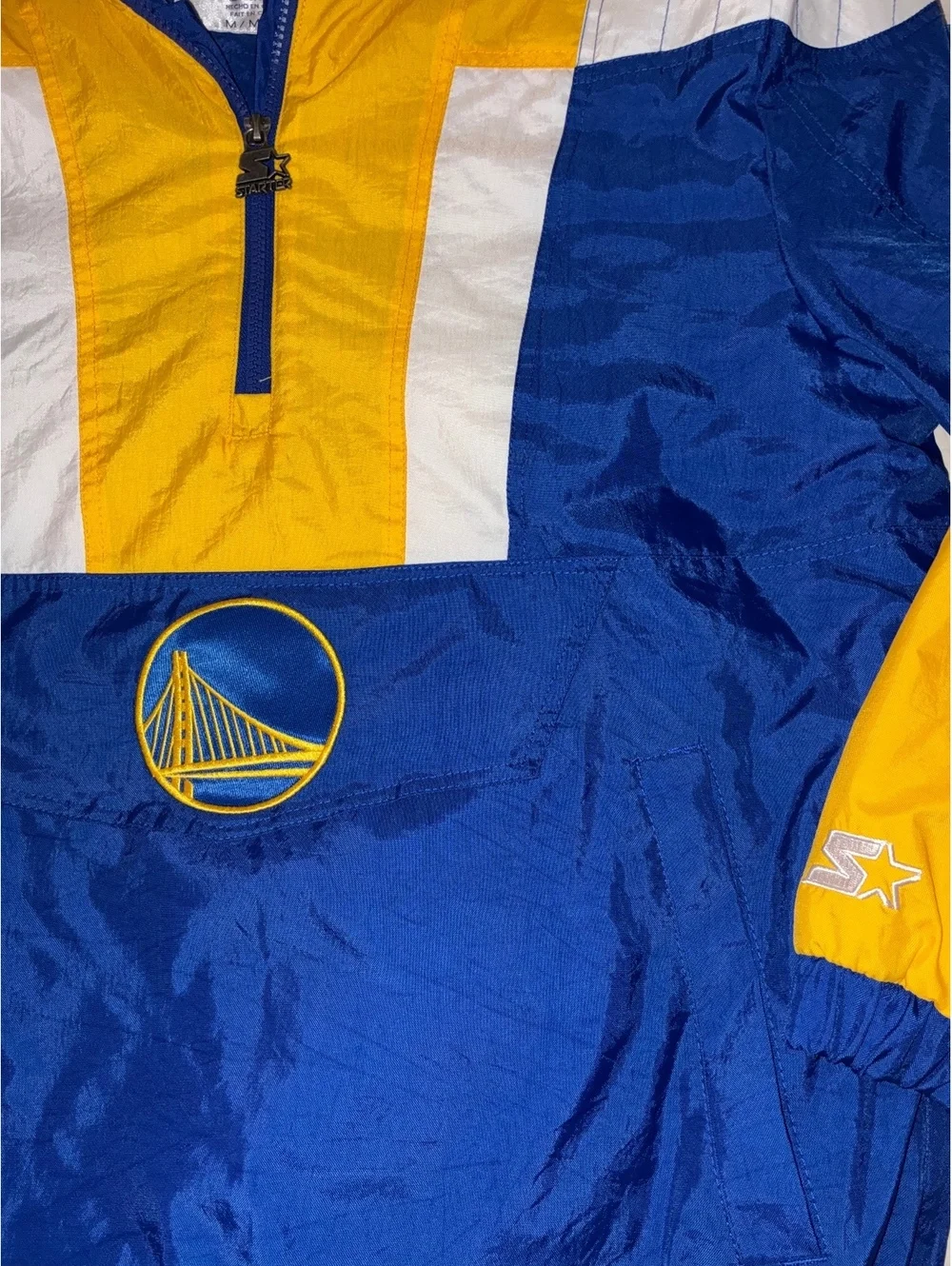 NWT Men's Starter Royal Golden State Warriors Charger Half-Zip Pullover Jacket M